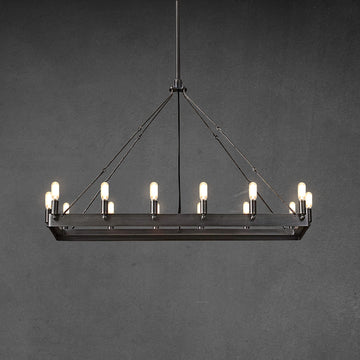 Caminy Vintage Filament Rectangular Chandelier 41"