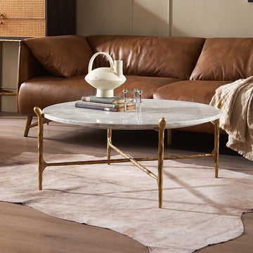 Thaddeus Round Horn Marble Coffee Table & Side Table