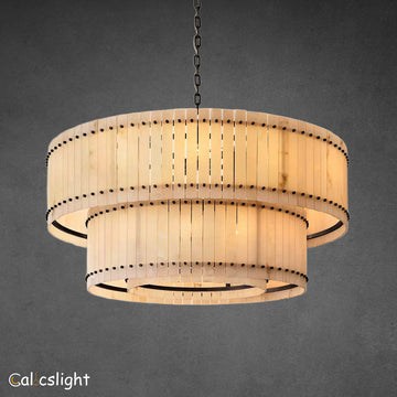 Marcus Alabaster Round Tiered Chandelier 60"