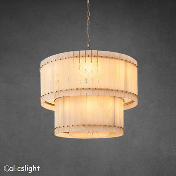 Marcus Alabaster Round Tiered Chandelier 37"