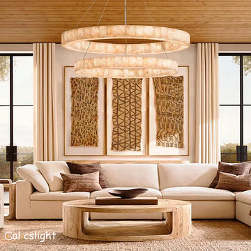 Raines Alabaster 2-Tier Round Chandelier 60"