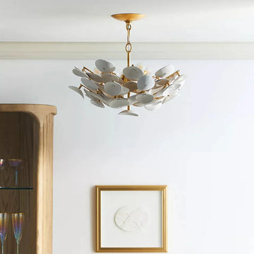 Aimi 3 Light Vintage Gold Leaf Semi Flush Ceiling Light