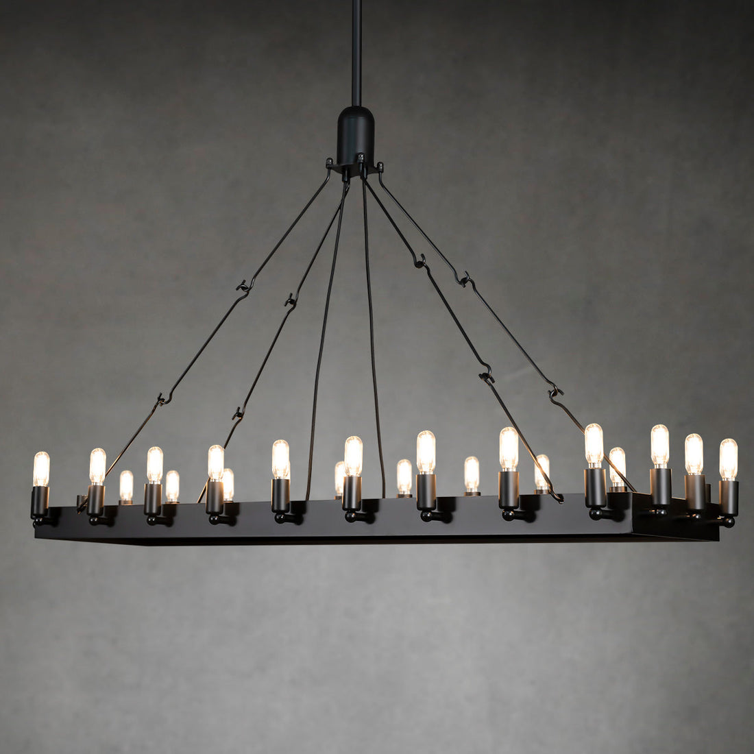 Caminy Vintage Filament Rectangular Chandelier 52"