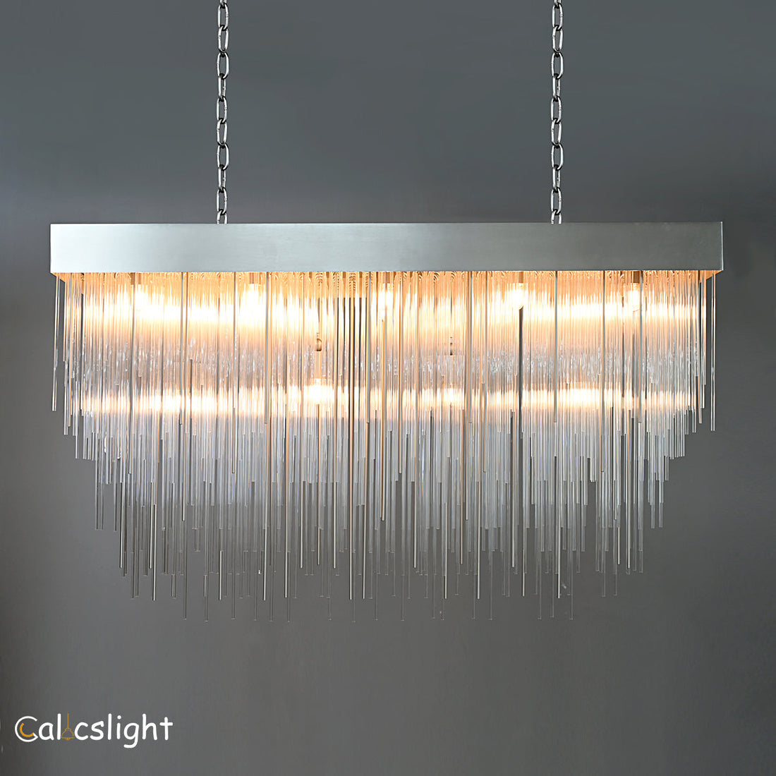 Caslinne Glass Rectangular Chandelier 54"
