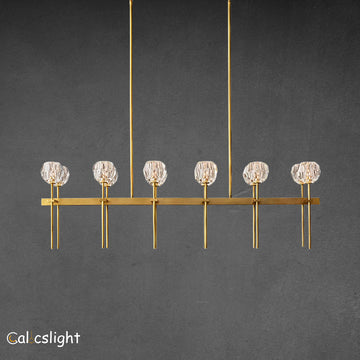 Bille De Crystal Ball Double Linear Chandelier 60"