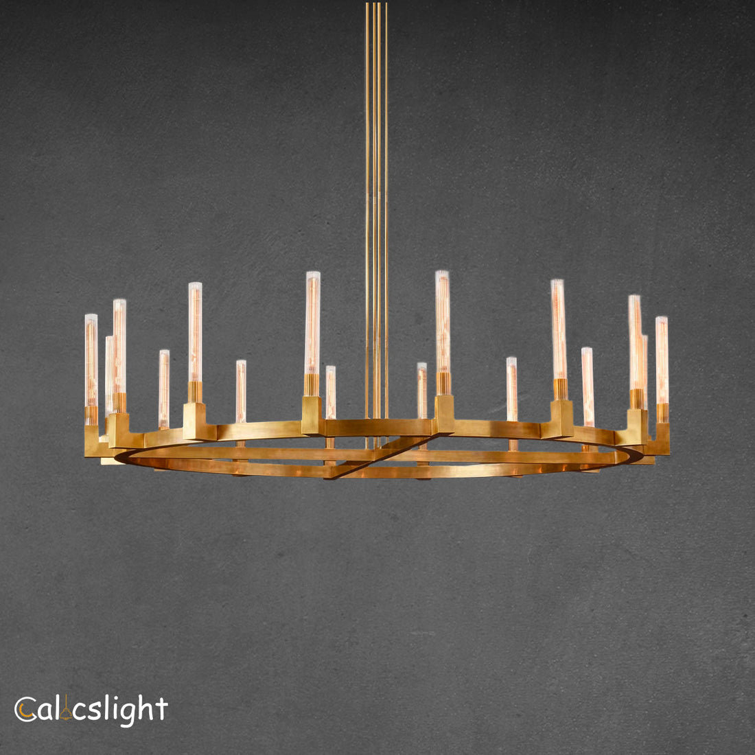 Candlestick Brass Round Chandelier 72"