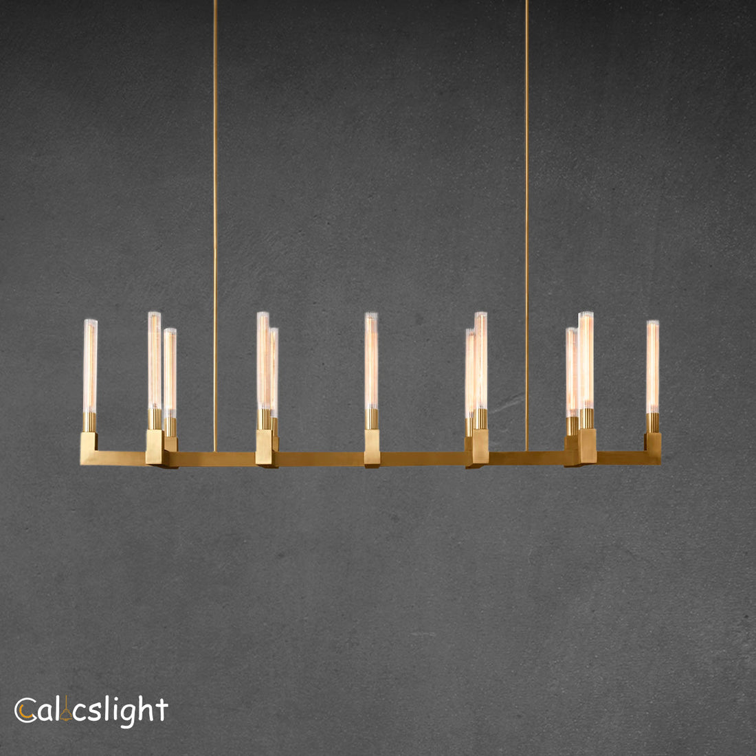 Candlestick Brass Linear Chandelier 67"