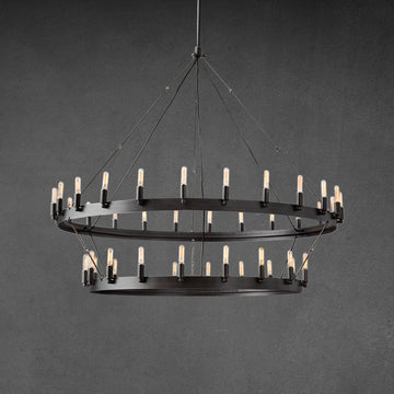 Caminy Vintage Filament Two-Tier Chandelier 50"
