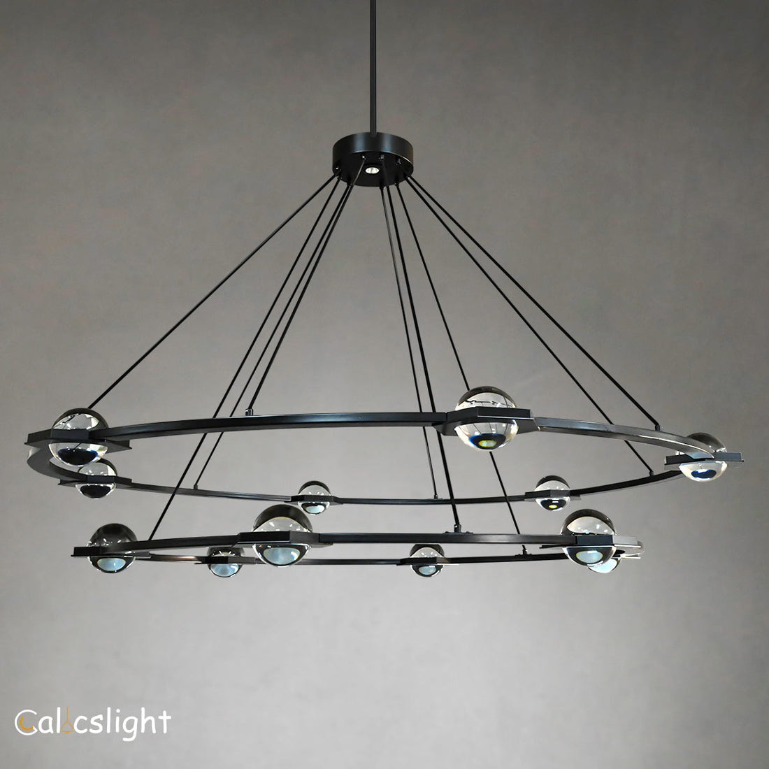 Elegant 2-Tier Round Chandelier 60"