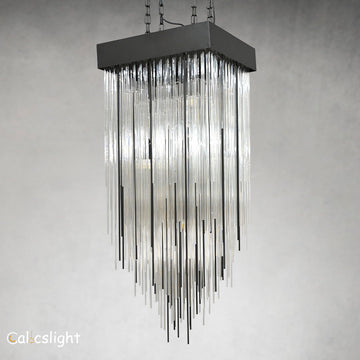 Caslinne Glass Rectangular Chandelier 30"