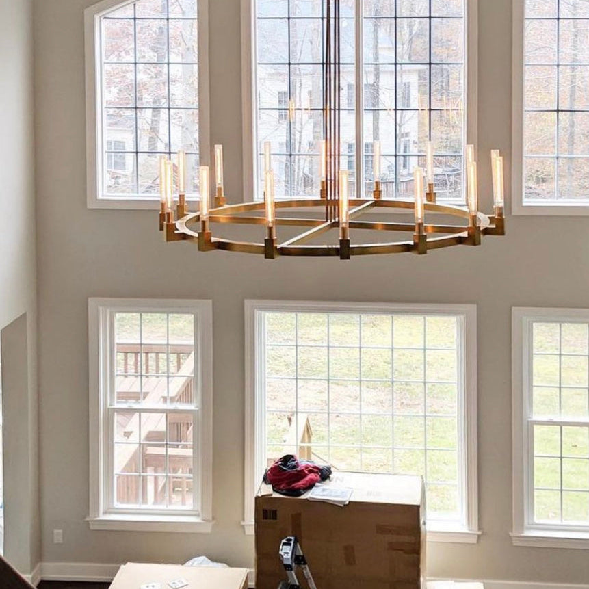 Candlestick Brass Round Chandelier 48"