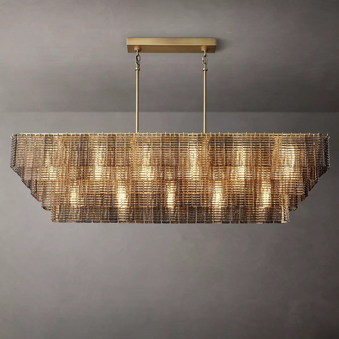 Sarella Somke Glass Rectangular Chandelier 77"