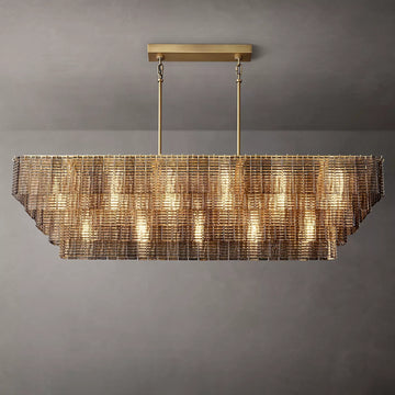 Sarella Somke Glass Rectangular Chandelier 77"