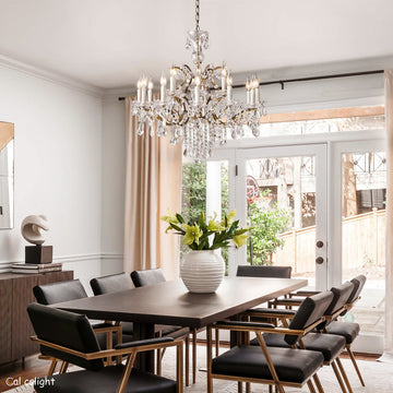 Rocaille Iron & Crystal Round Chandelier 33"
