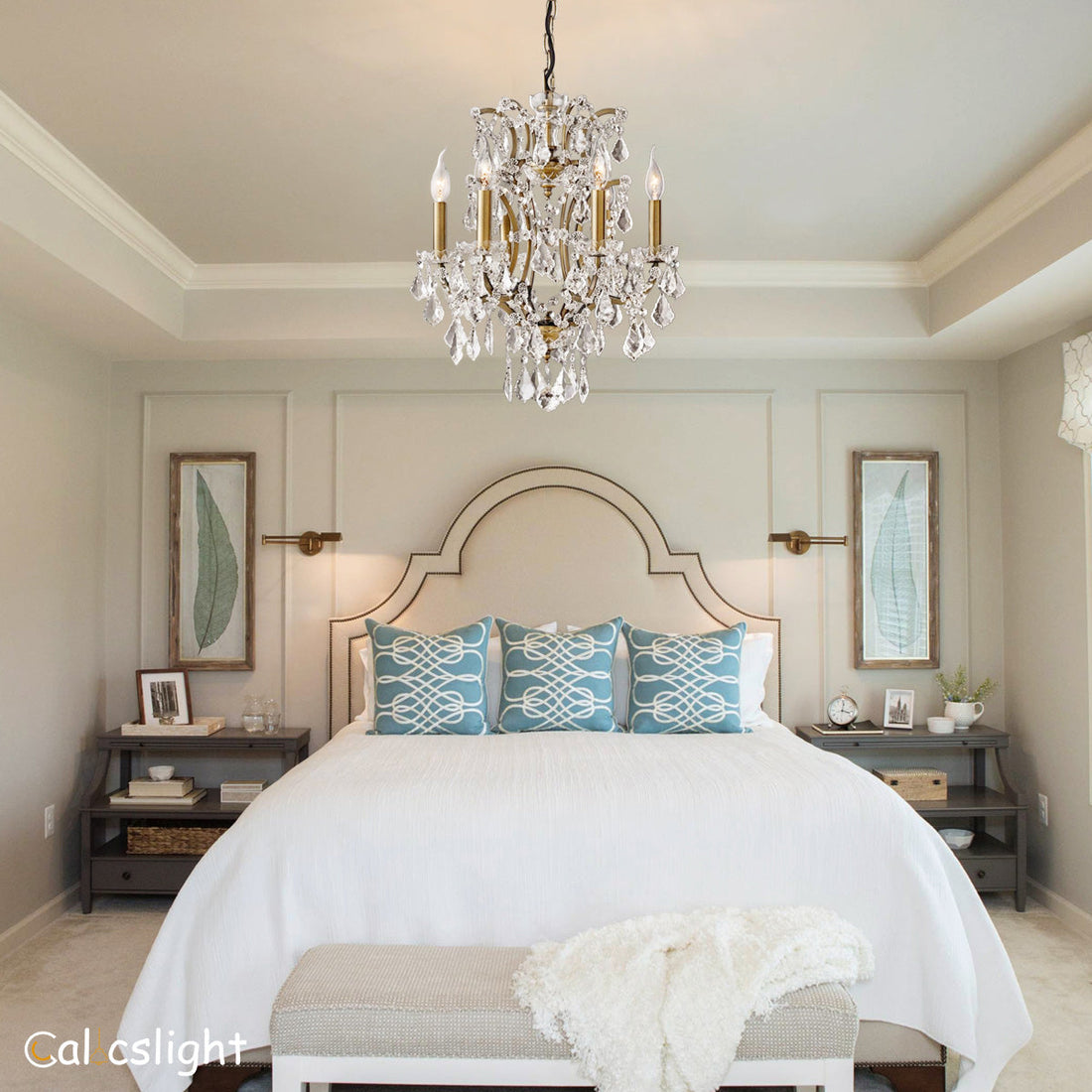 Rocaille Iron & Crystal Round Chandelier 18"
