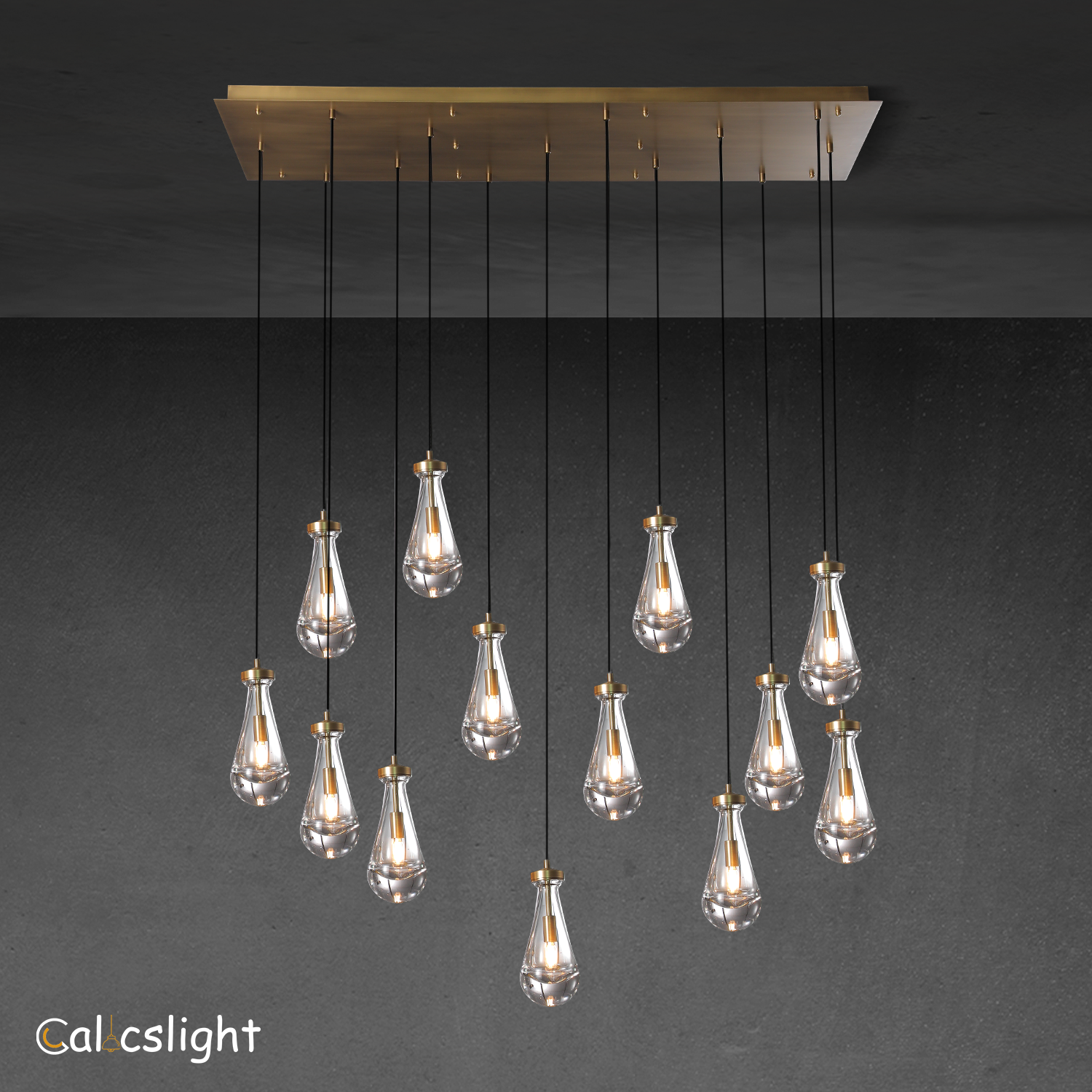 Raindrop  Glass Linear Chandelier 54"