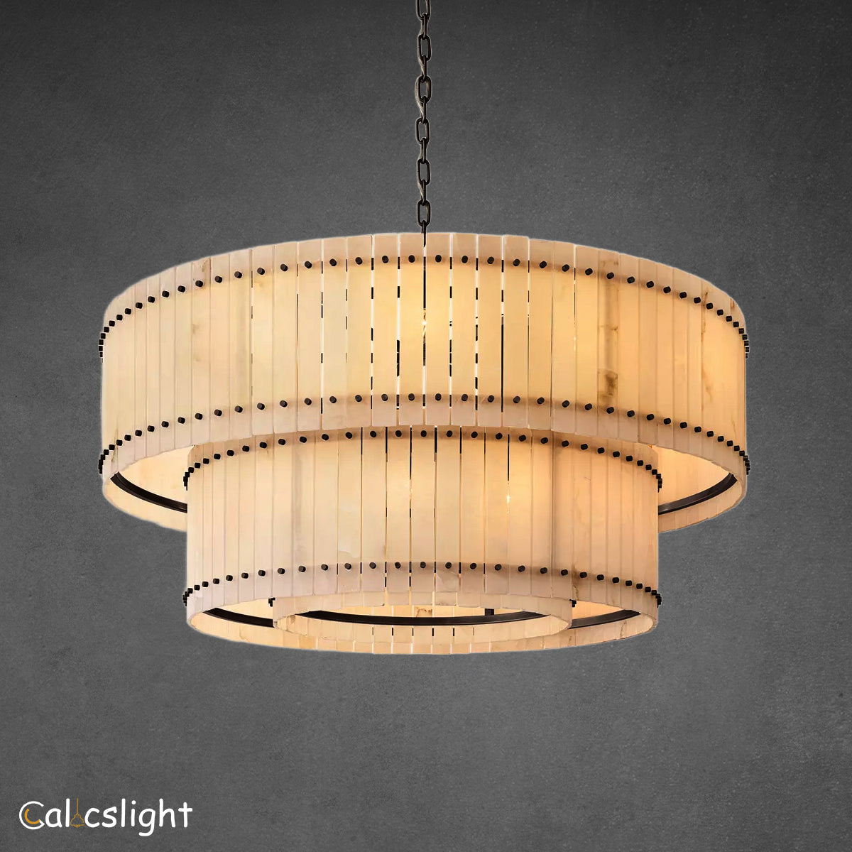 Marcus Alabaster Round Tiered Chandelier 60"