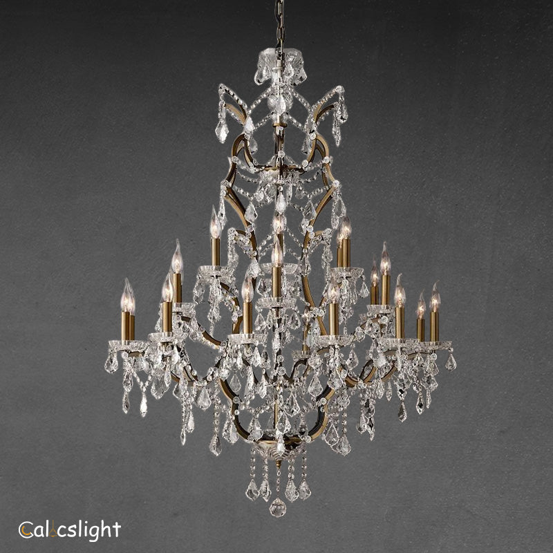 Rocaille Iron & Crystal Round Chandelier 40"