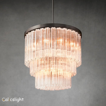 Cirro Glass Three-Tier Round Chandelier 36"