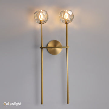 Bille De Clear Crystal Double Ball Wall Sconce 28"H
