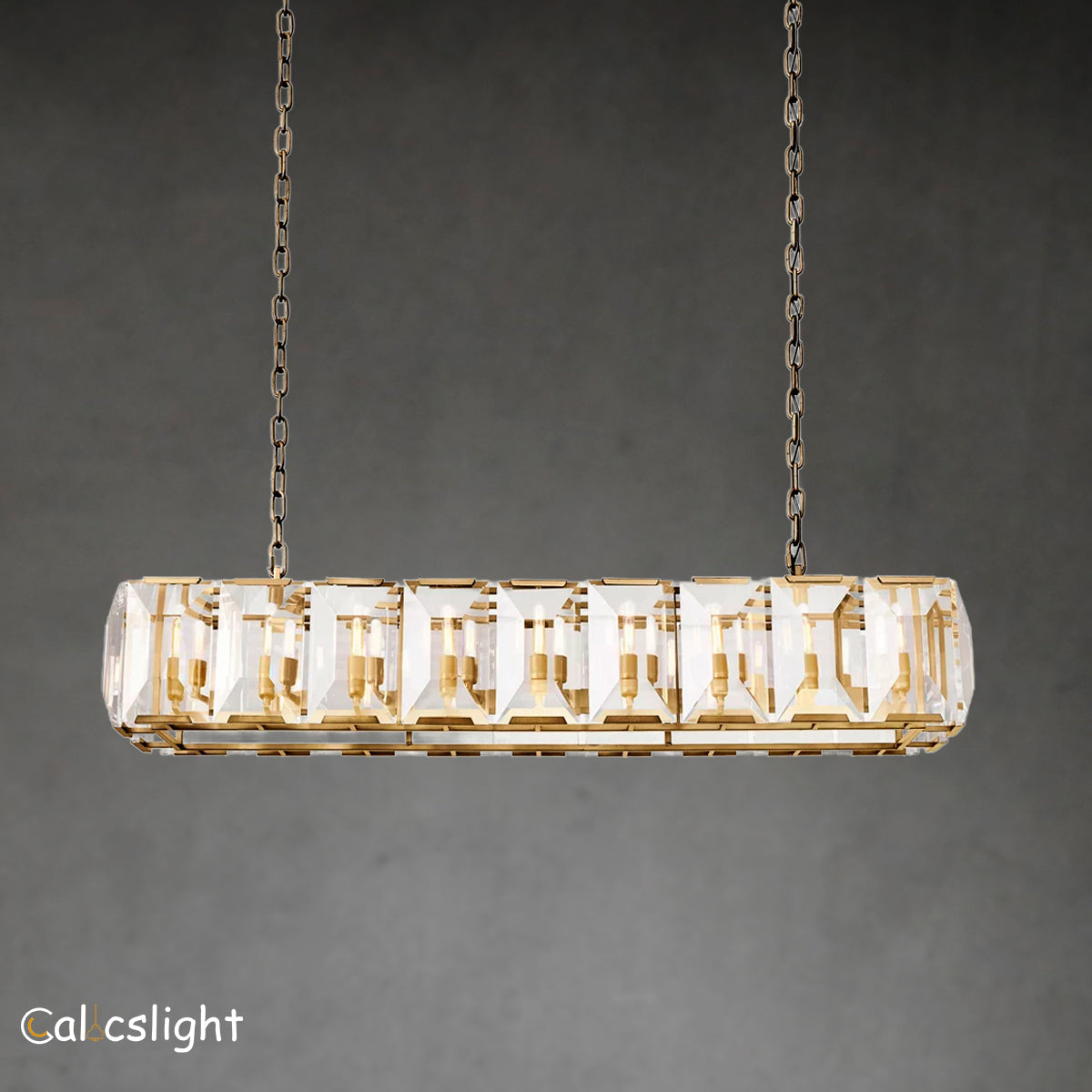 Holliy Multi Crystal Rectangular Chandelier 62"