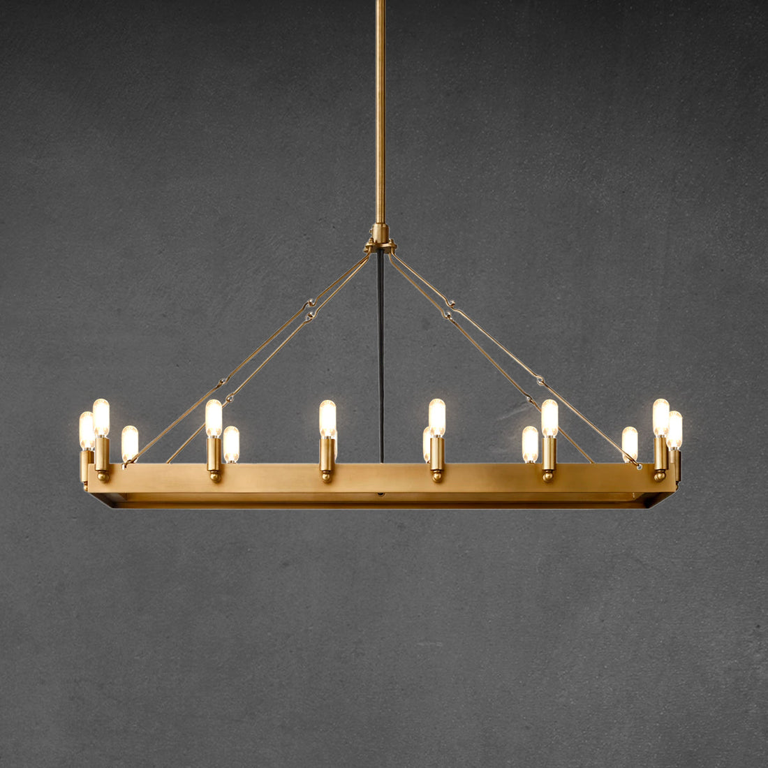 Caminy Vintage Filament Rectangular Chandelier 41"
