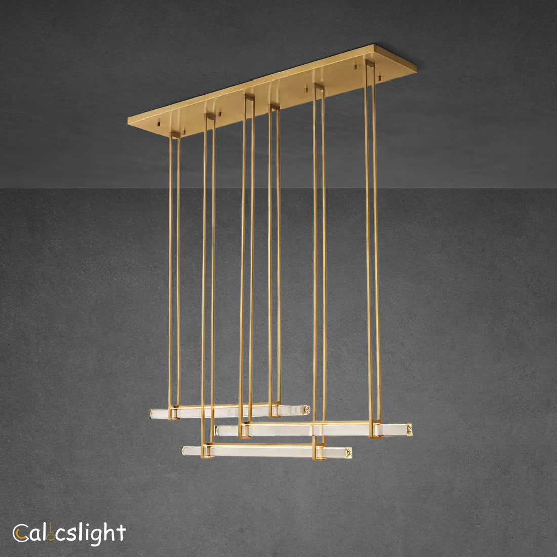 Aaron Crystal Triple Bar Linear Chandelier