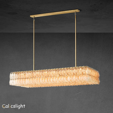 Chavelle Glass Tiered Rectangular Chandelier 74"W