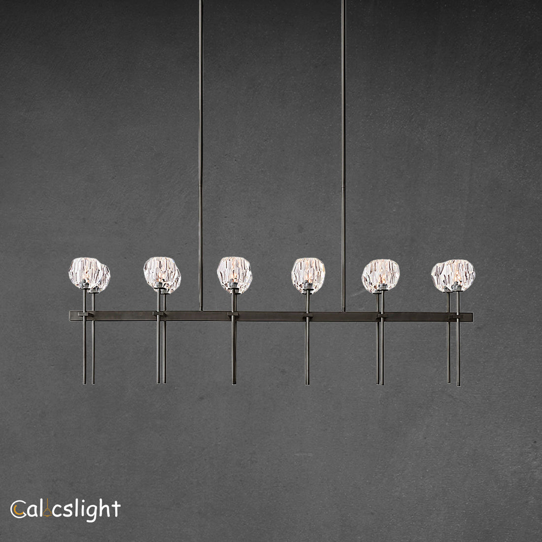 Bille De Crystal Ball Double Linear Chandelier 60"