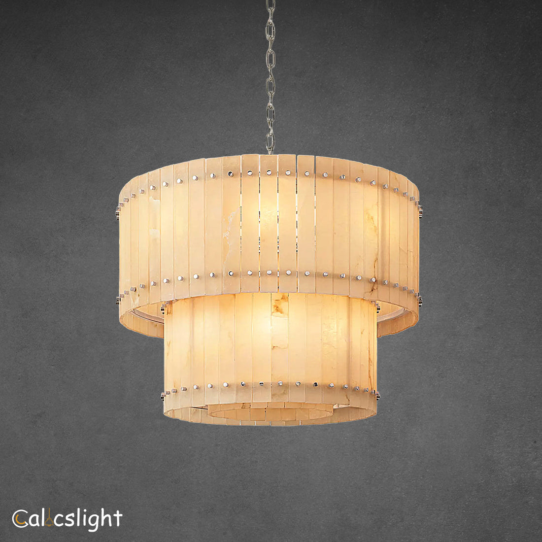 Marcus Alabaster Round Tiered Chandelier 37"