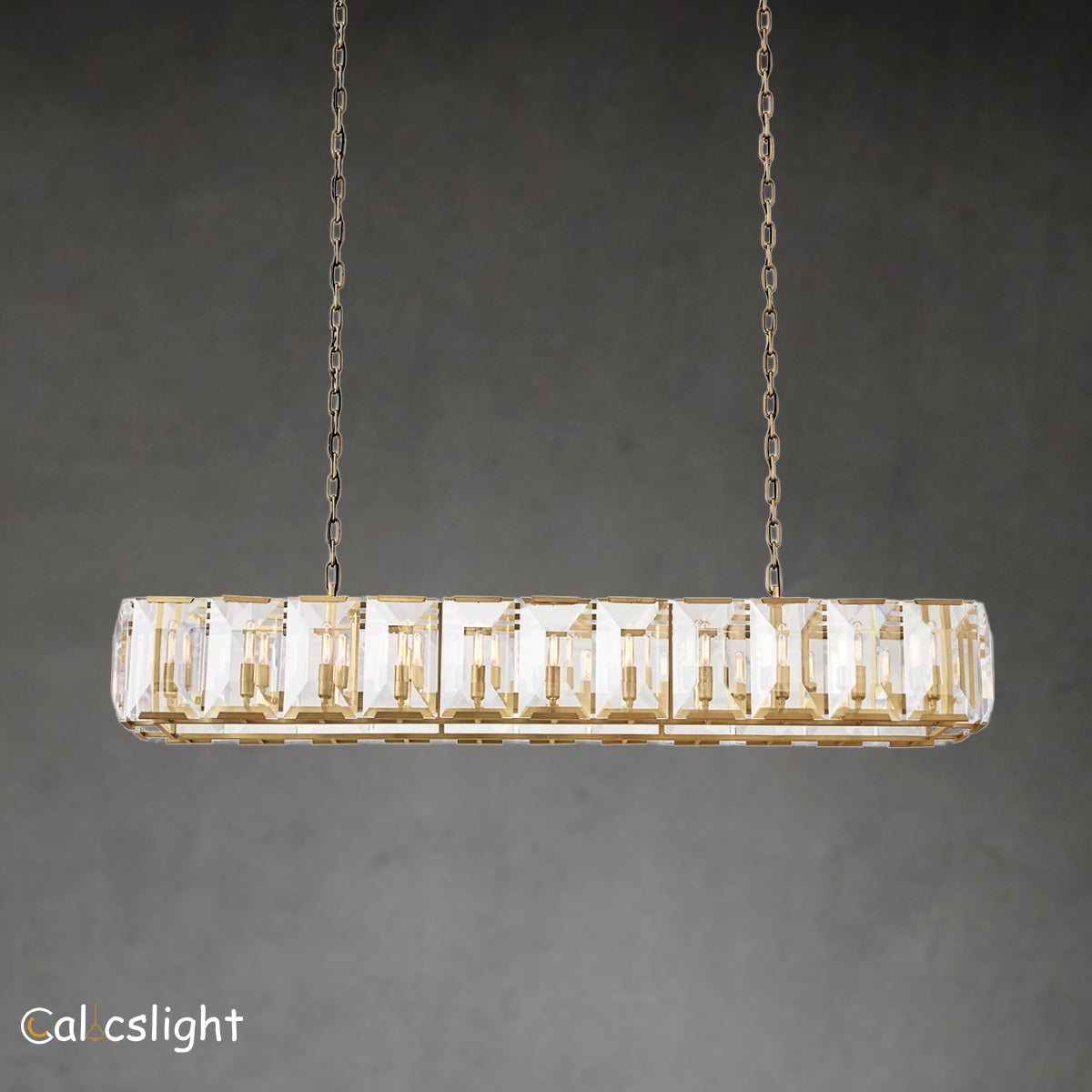 Holliy Multi Crystal Rectangular Chandelier 74"W