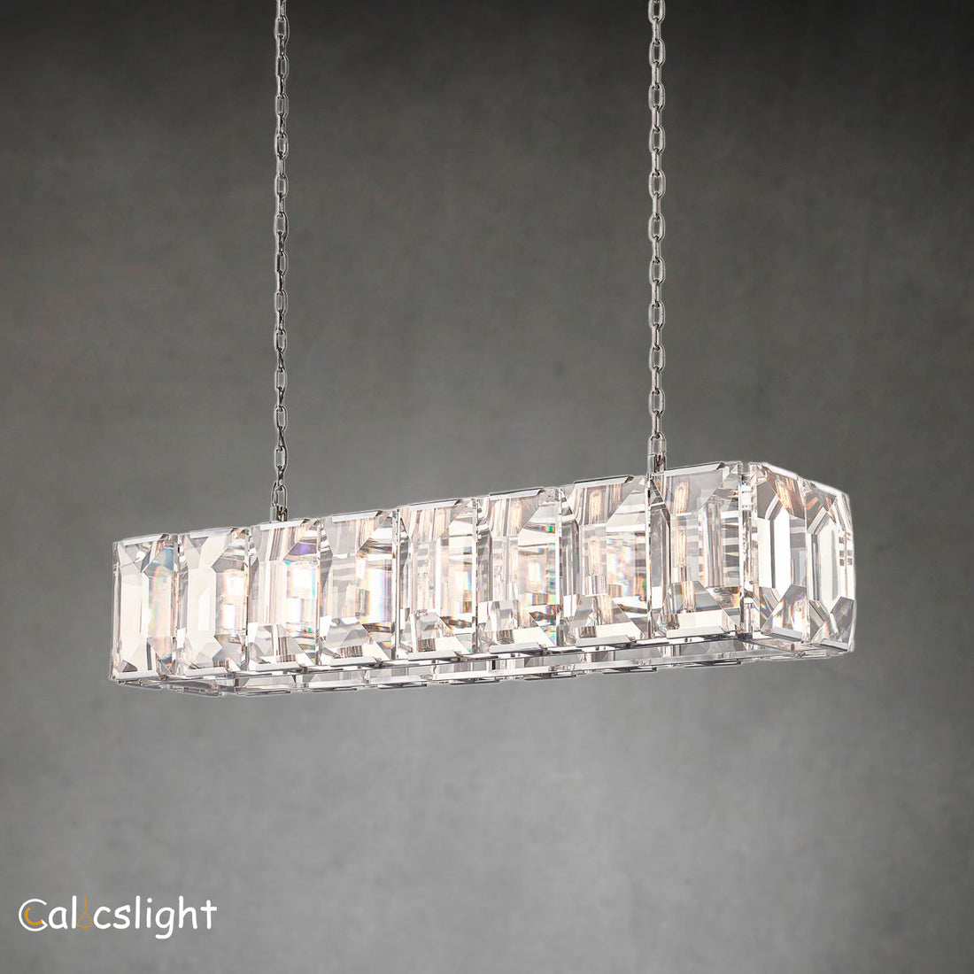 Holliy Multi Crystal Rectangular Chandelier 54"