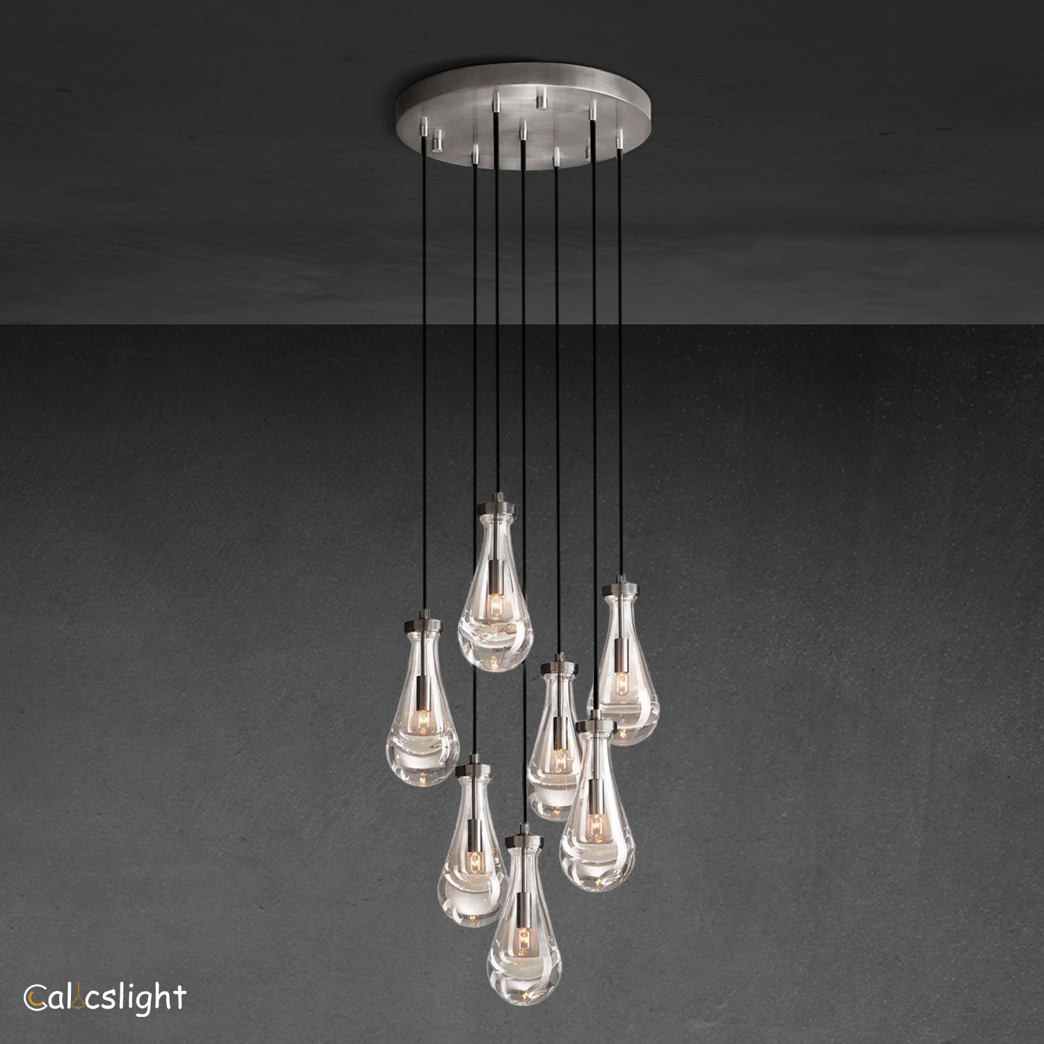 Raindrop Glass Round Chandelier 18"
