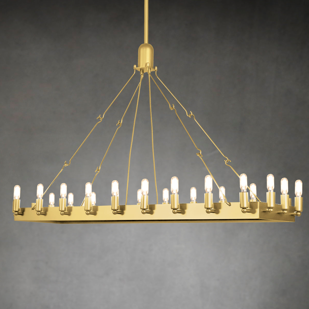 Caminy Vintage Filament Rectangular Chandelier 52"