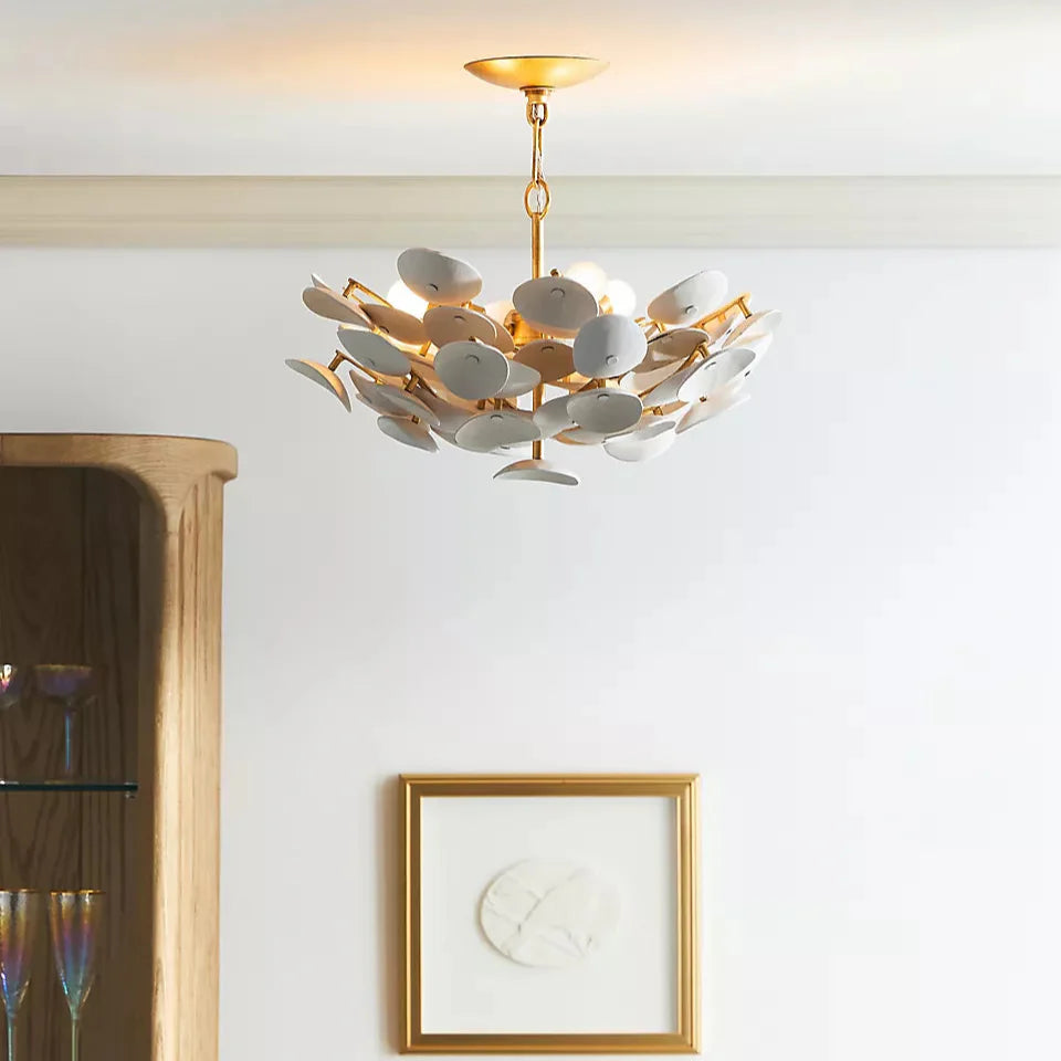 Aimi 3 Light Vintage Gold Leaf Semi Flush Ceiling Light