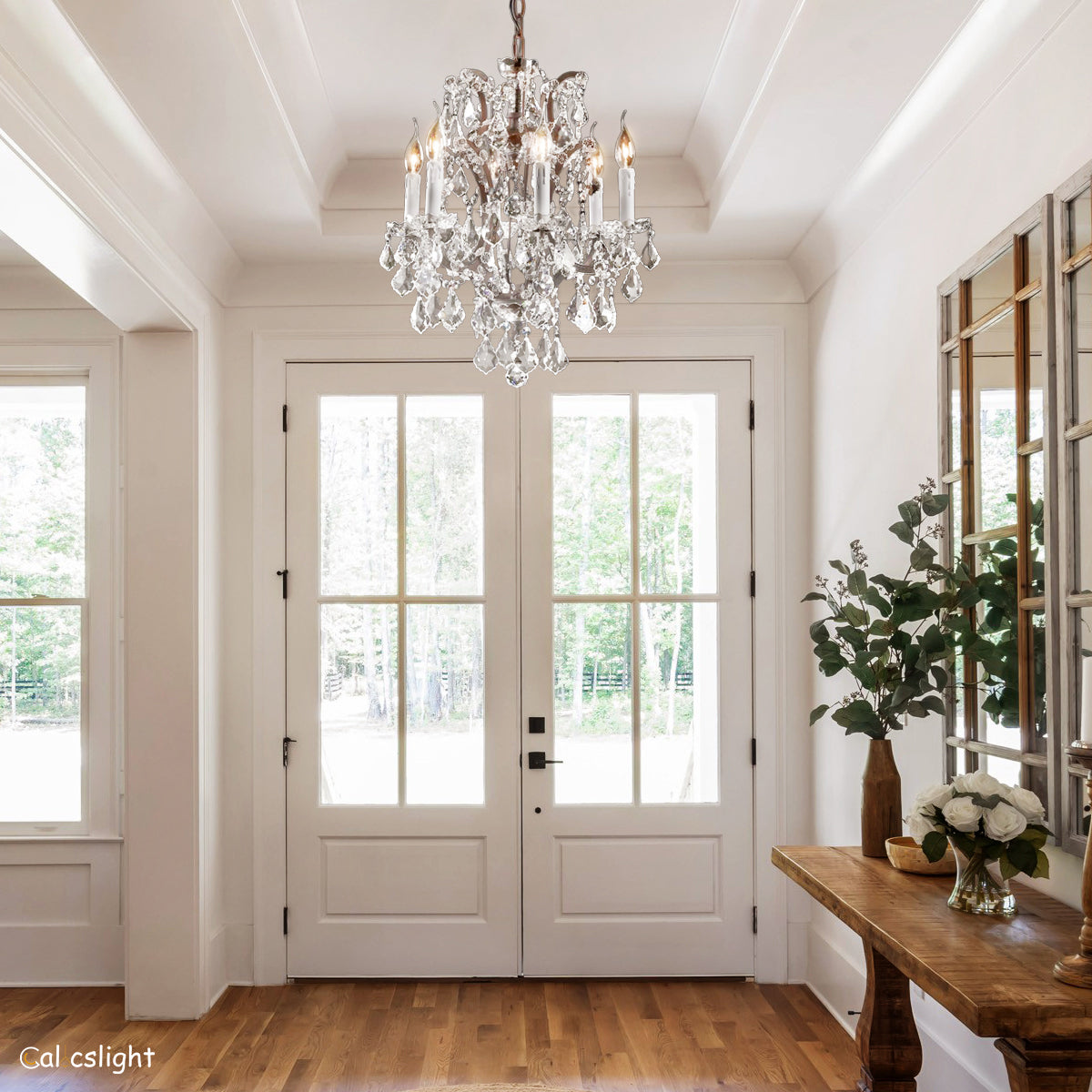 Rocaille Iron & Crystal Round Chandelier 18"