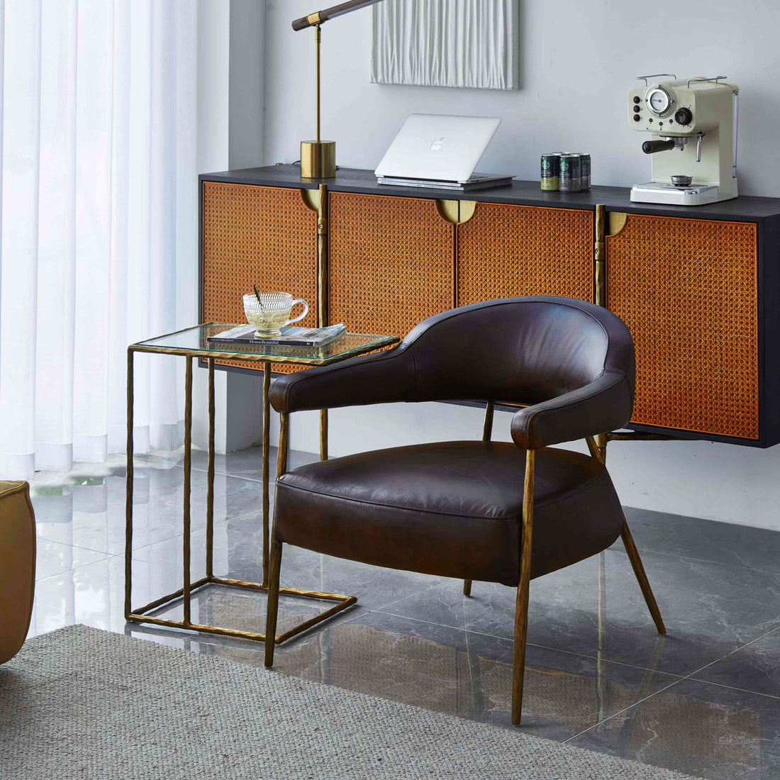 Thaddeus Glass C-Shaped Side Table