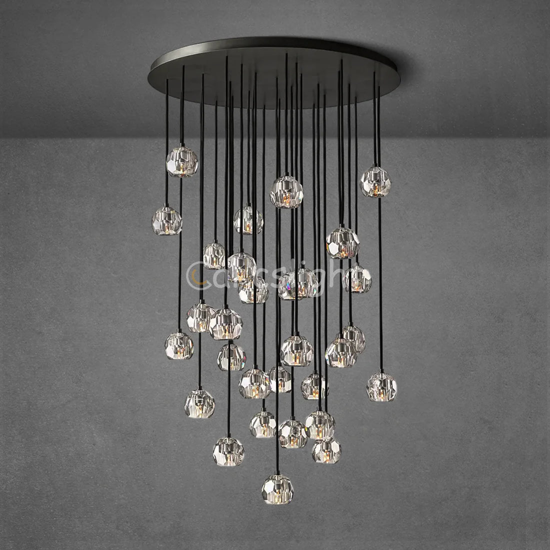 Bille De Crystal Round Cluster Chandelier 60"
