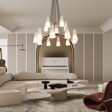 White Porcelain Round Chandelier 2-Tier