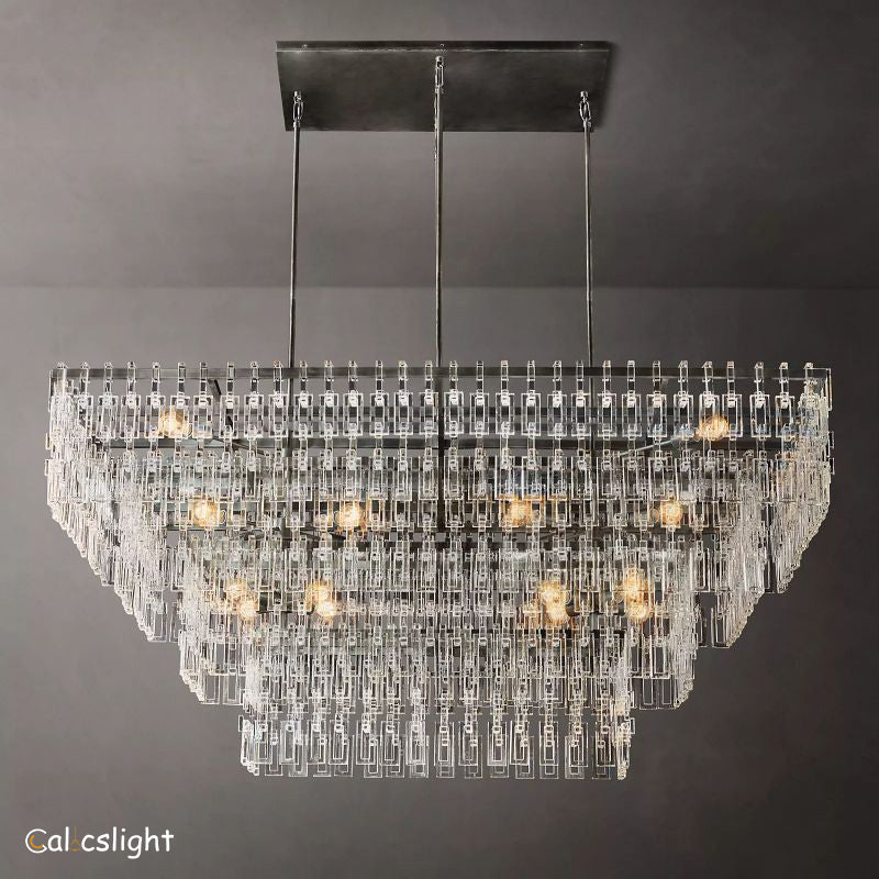 Marvella Tier K9 Crystal  Rectangle Chandelier 63" 72"