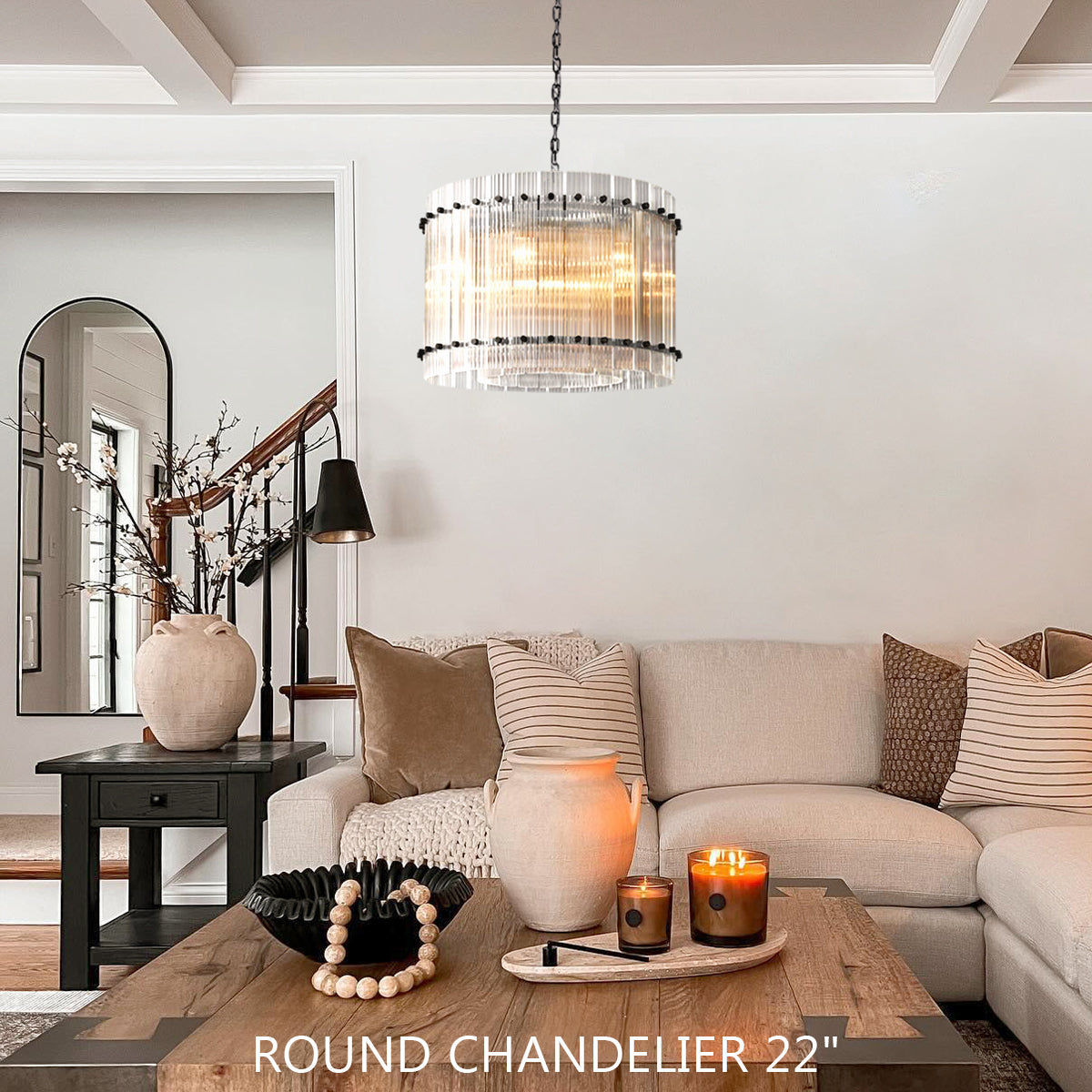 Marcus Glass Round Chandelier 22"