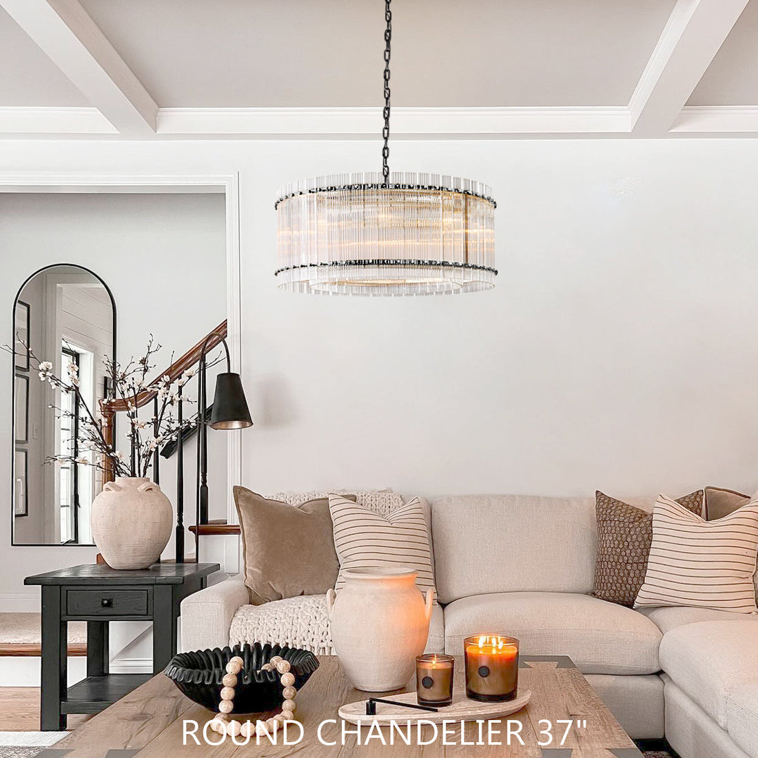 Marcus Glass Round Chandelier 37"