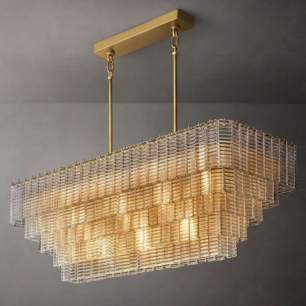 Sarella Glass Rectangle Chandelier 59"