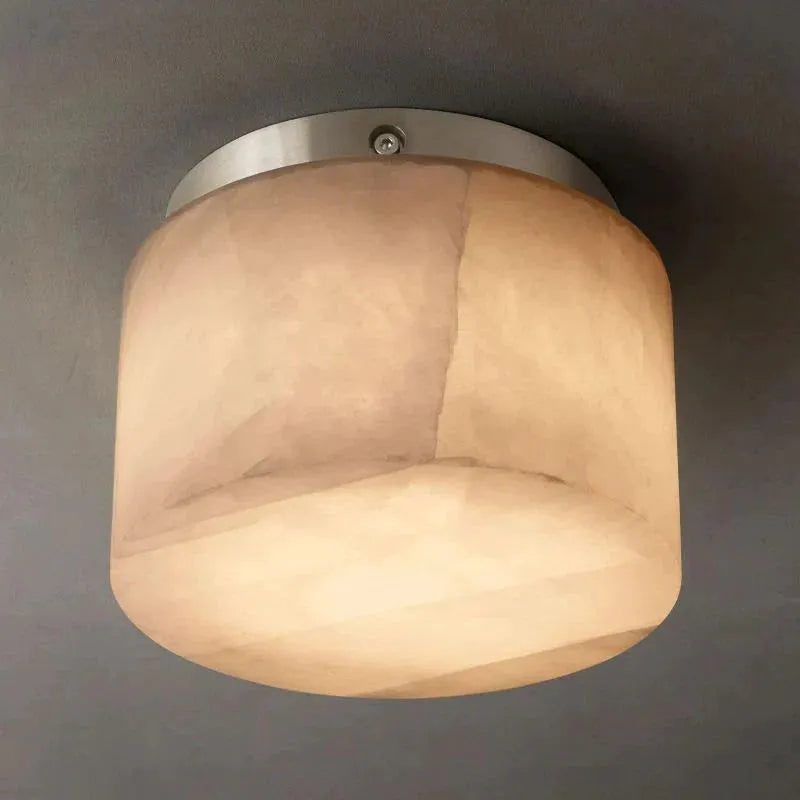 Raines Alabaster Modern Calcite Round Flushmount 6'' 10'' 14'' For Bedroom, Bathroom