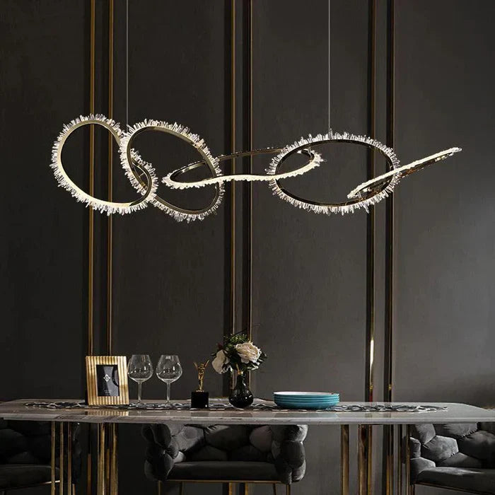Rose Rock Crystal Chandelier Irregular Round Lamp Fixtures
