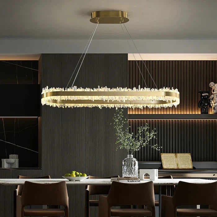 Rose Rock Crystal Oval Chandelier Elegant Lighting Fixtures