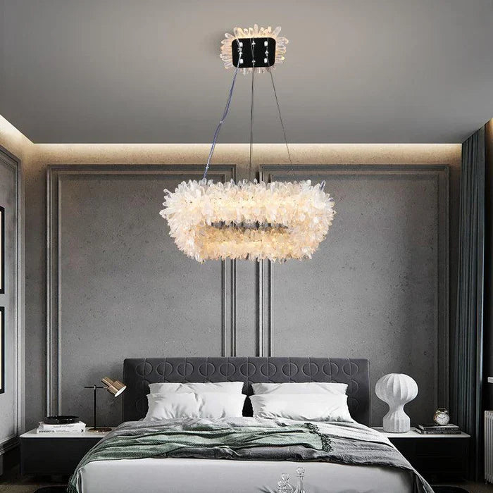 Rose Square Rock Crystal Chandelier Modern Lighting Fixture