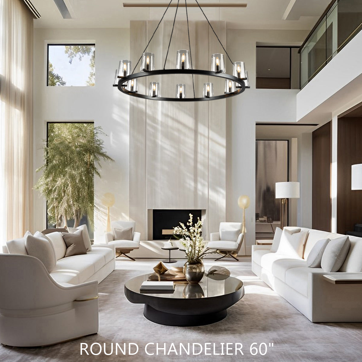 Pavence Clear Glass Round Chandelier 60"