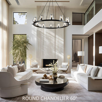 Pavence Clear Glass Round Chandelier 60"