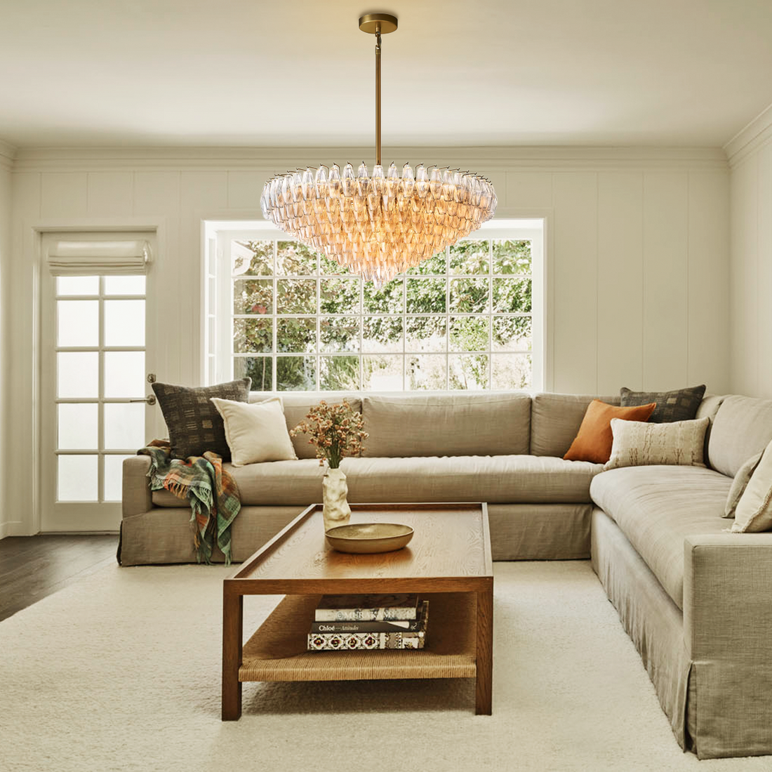 Chavelle Glass Tiered Round Chandelier 47"